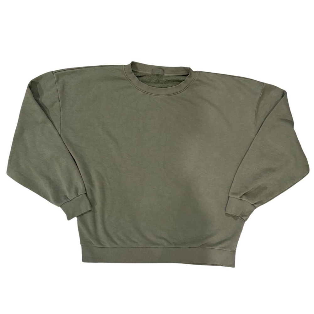 Nuuds Women Olive Green Fleece Crewneck Sweatshirt and Sweatpants Set Large